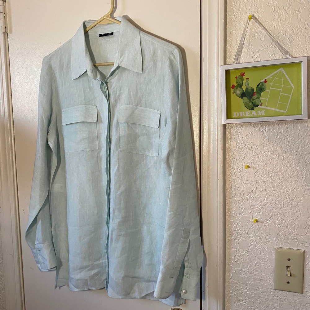 Worth New York Linen Shirt Women's Small Button Down Long Sleeve Made in USA - Picture 2 of 6